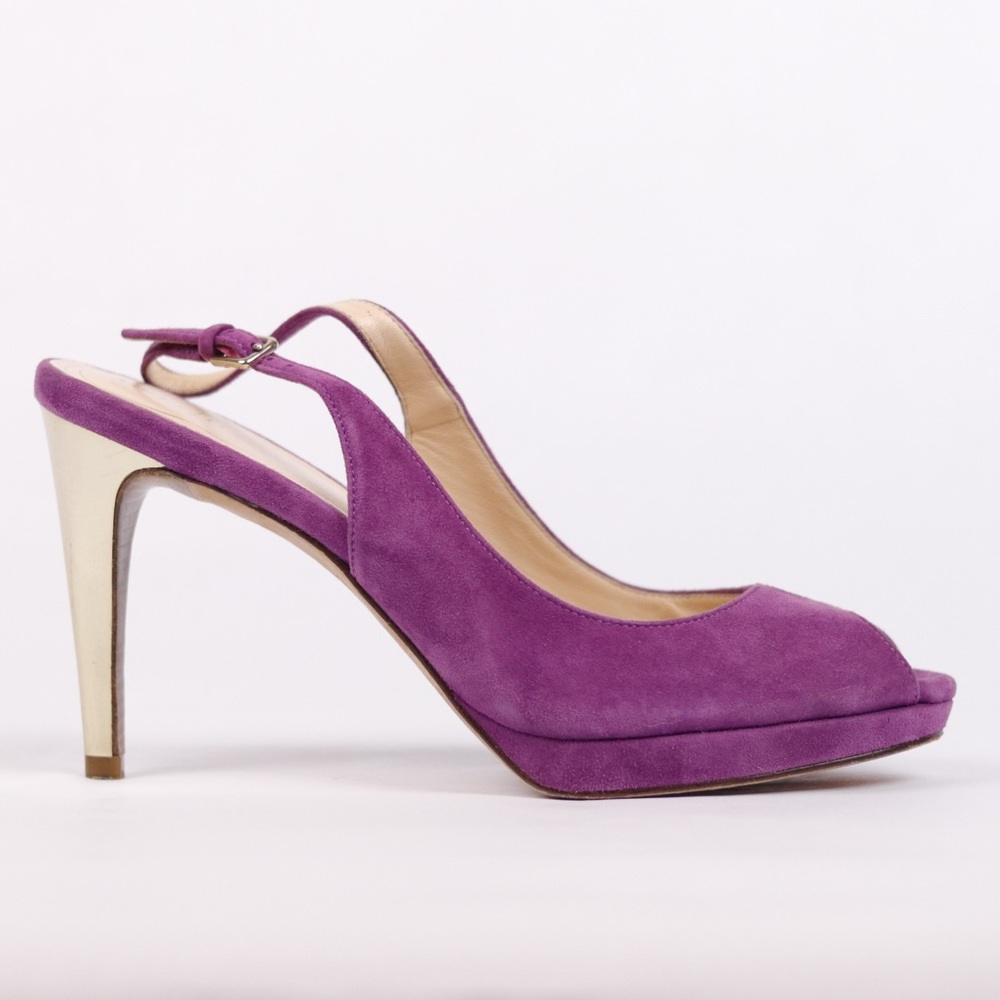 Cole Haan Magenta Gold Peep toe sling back heels